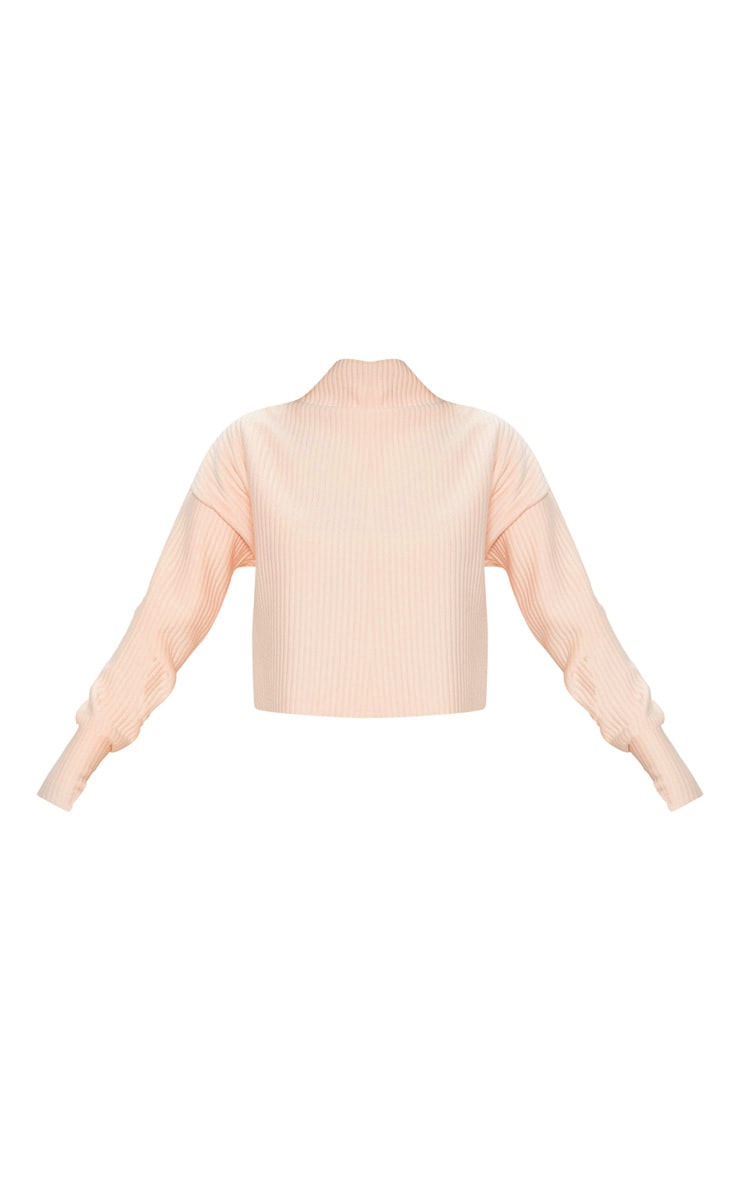 Blush Jumbo Rib High Neck Long Sleeve Sweatshirt image 3