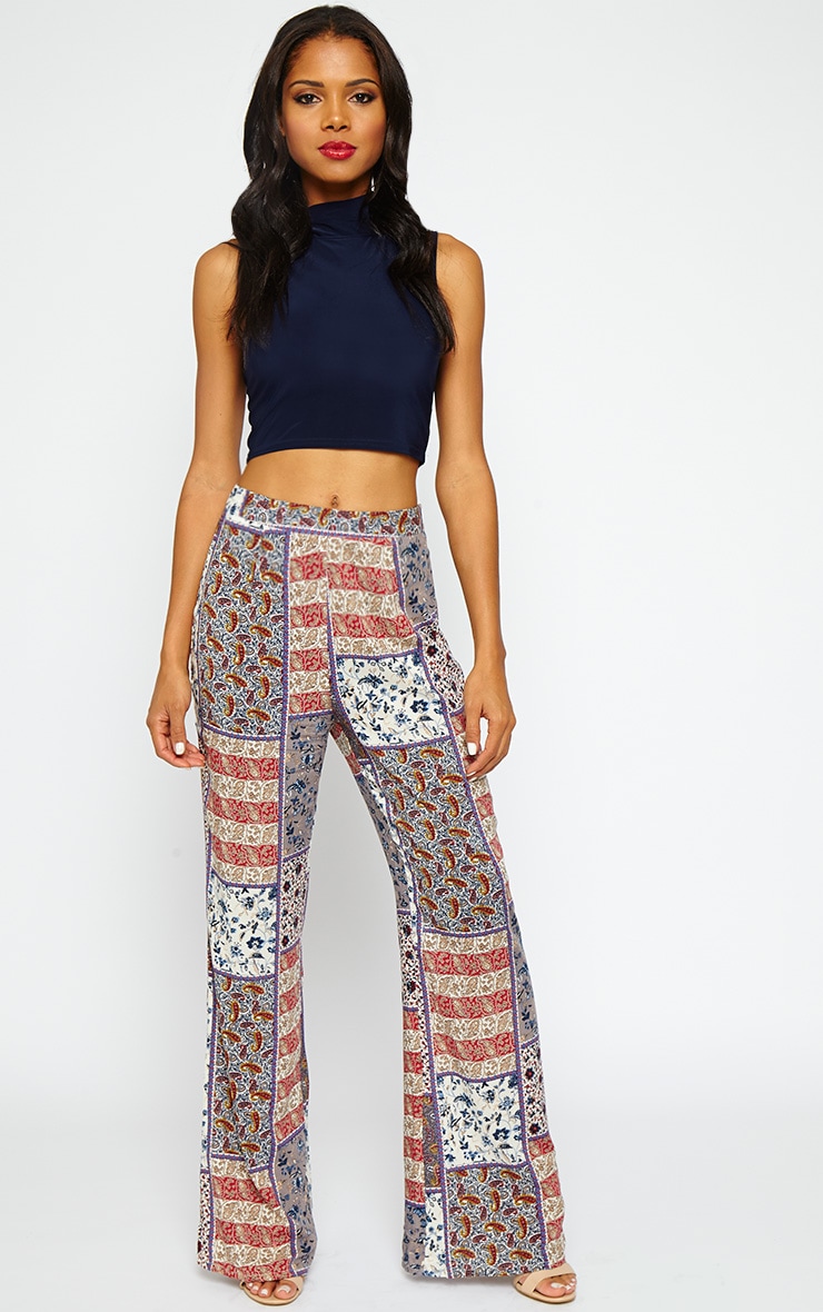 paisley print flared trousers
