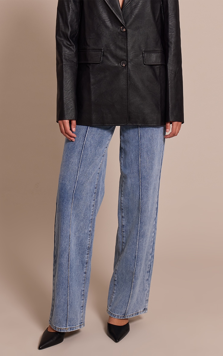  Tall Vintage Mid Wash Seam Wide Leg Jeans