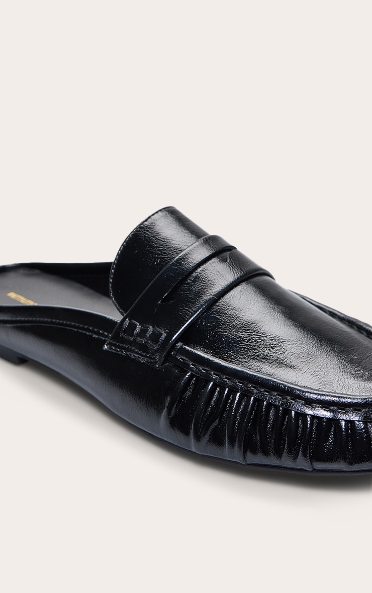 Black Ruched Round Toe Loafer Mule image 5