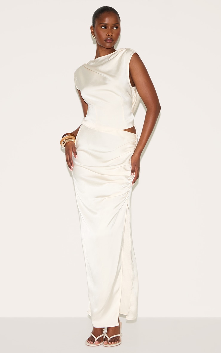plt white satin skirt