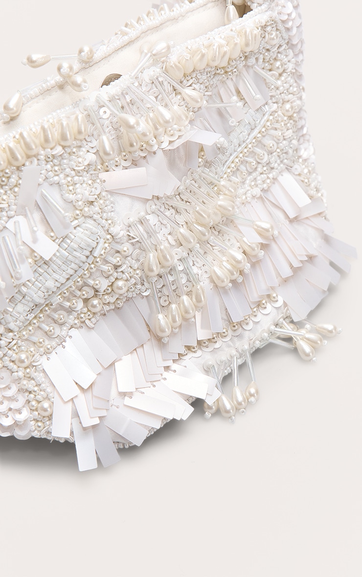Cream Ornate Sequin Beaded Bag image 5