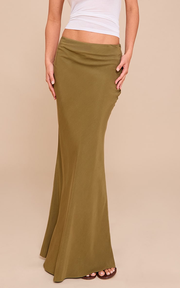 Olive Tencel Maxi Skirt image 2