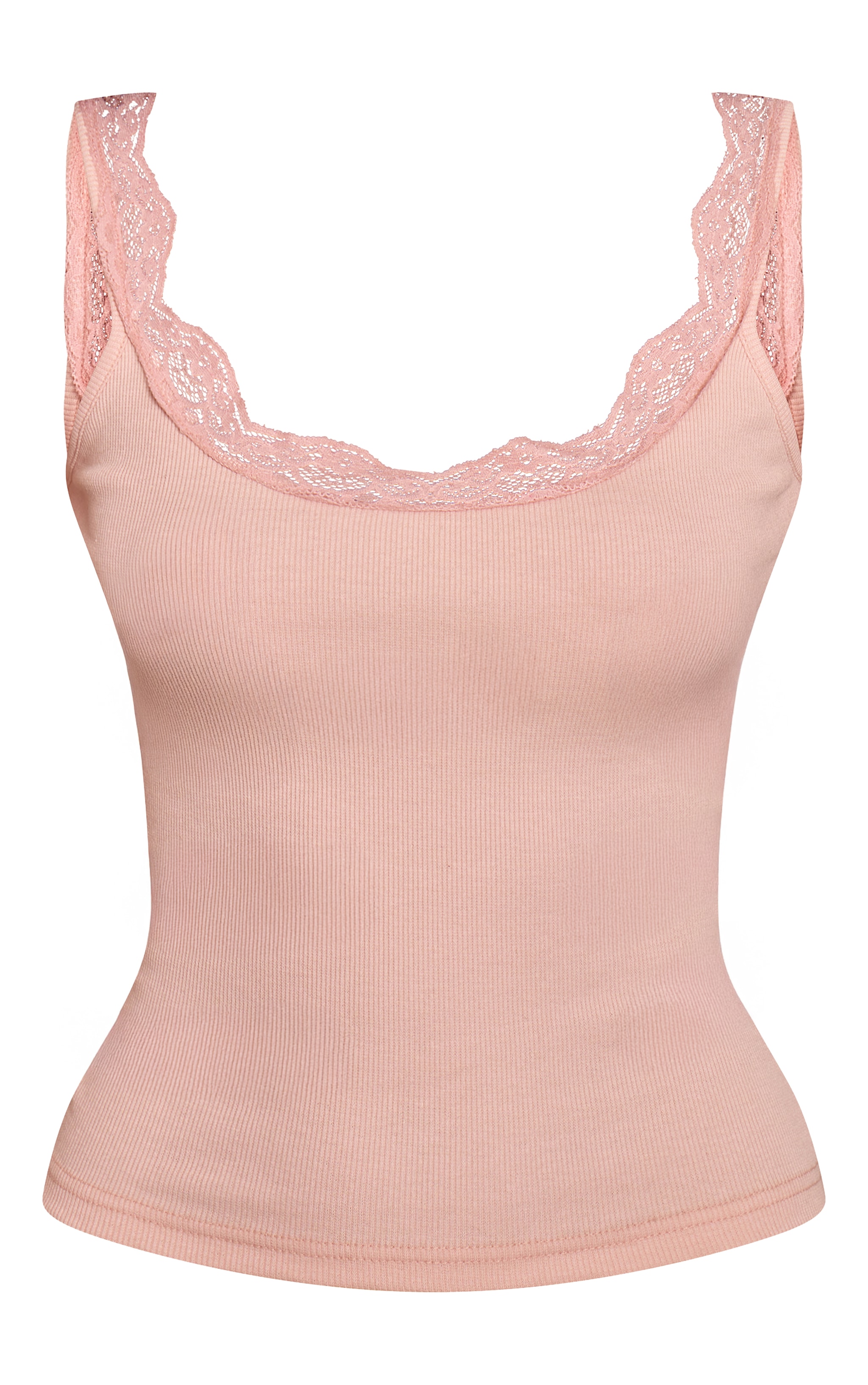 Pink Multi Pack of 3 Ribbed Lace Trim PJ Vests image 5