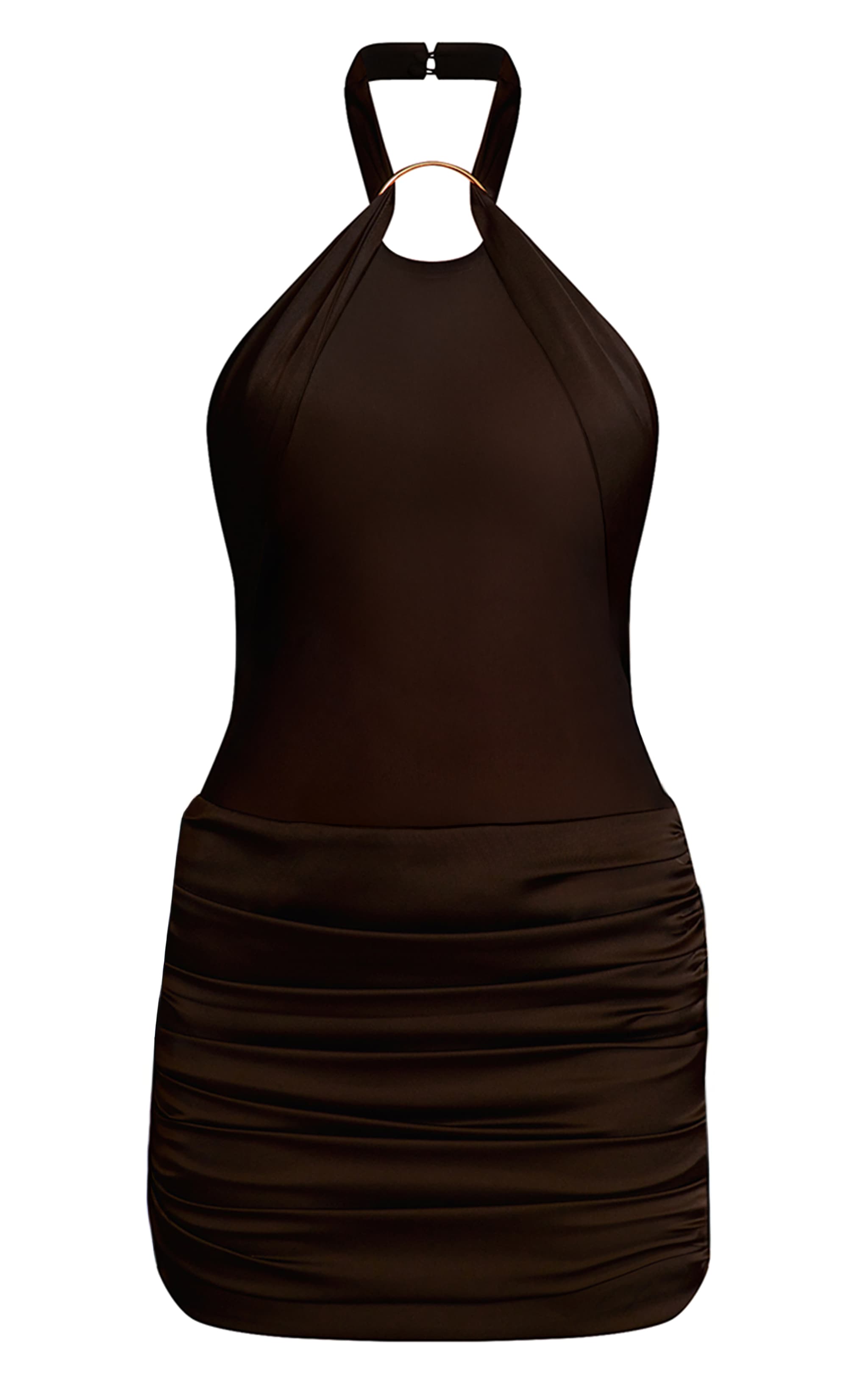 Black Satin Panel Sheer Mesh Mini Dress image 4