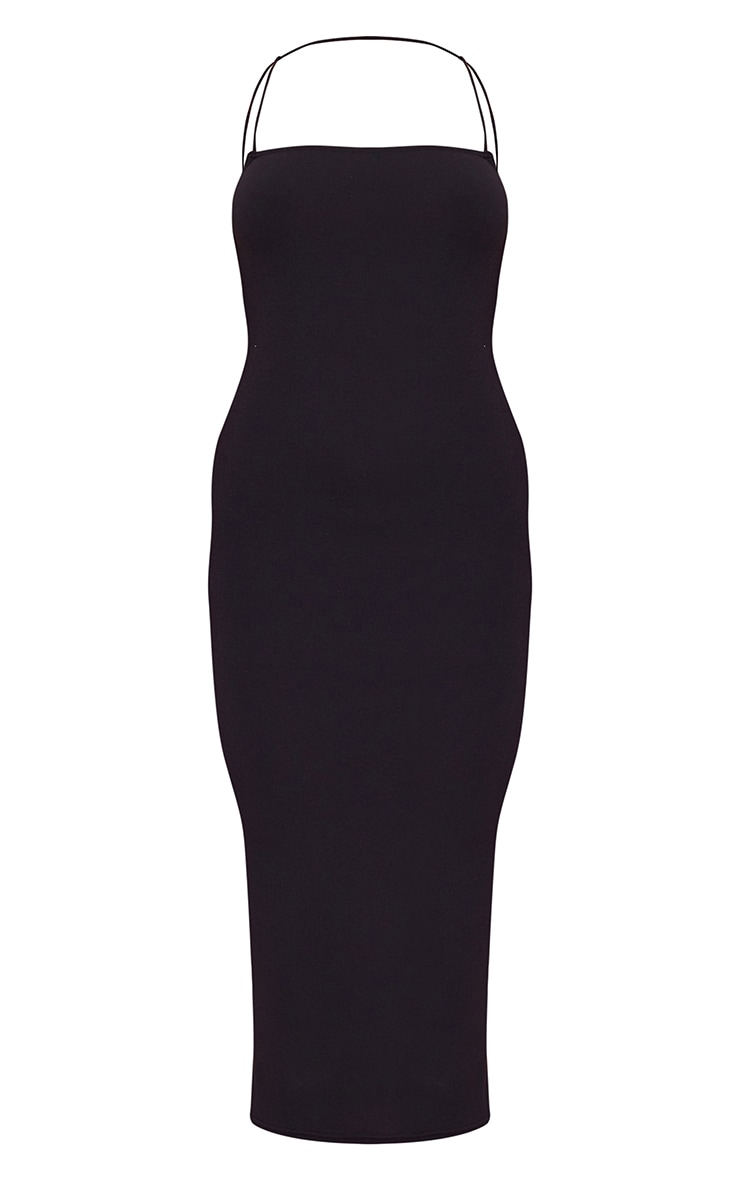 Black Strappy Back Detail Midaxi Dress image 5