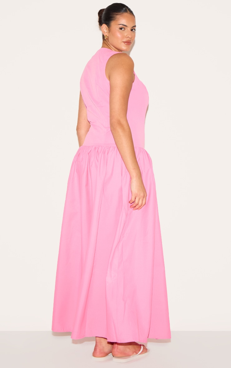 Plus Candy Pink Button Down Drop Waist Maxi Dress image 2
