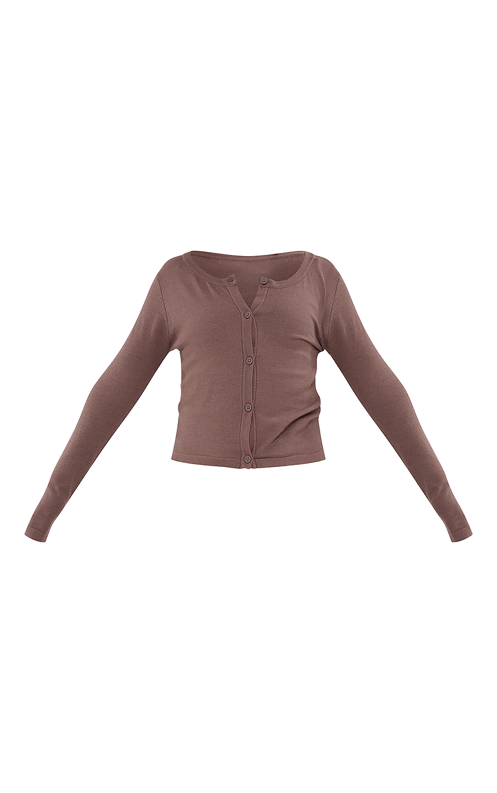 Taupe Basic Fine Knit Button Up Cardigan image 5