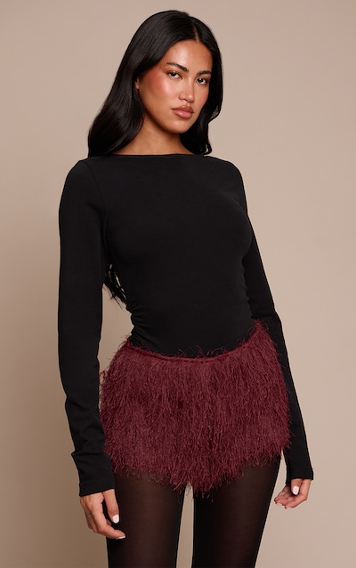 Plum Textured Faux Fur Hot Pants