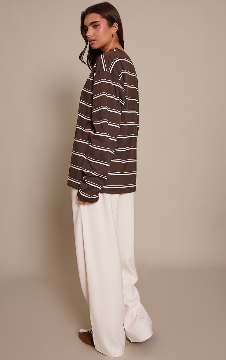 Cream Brushed Tailored Drawstring Low Rise Pants image 3