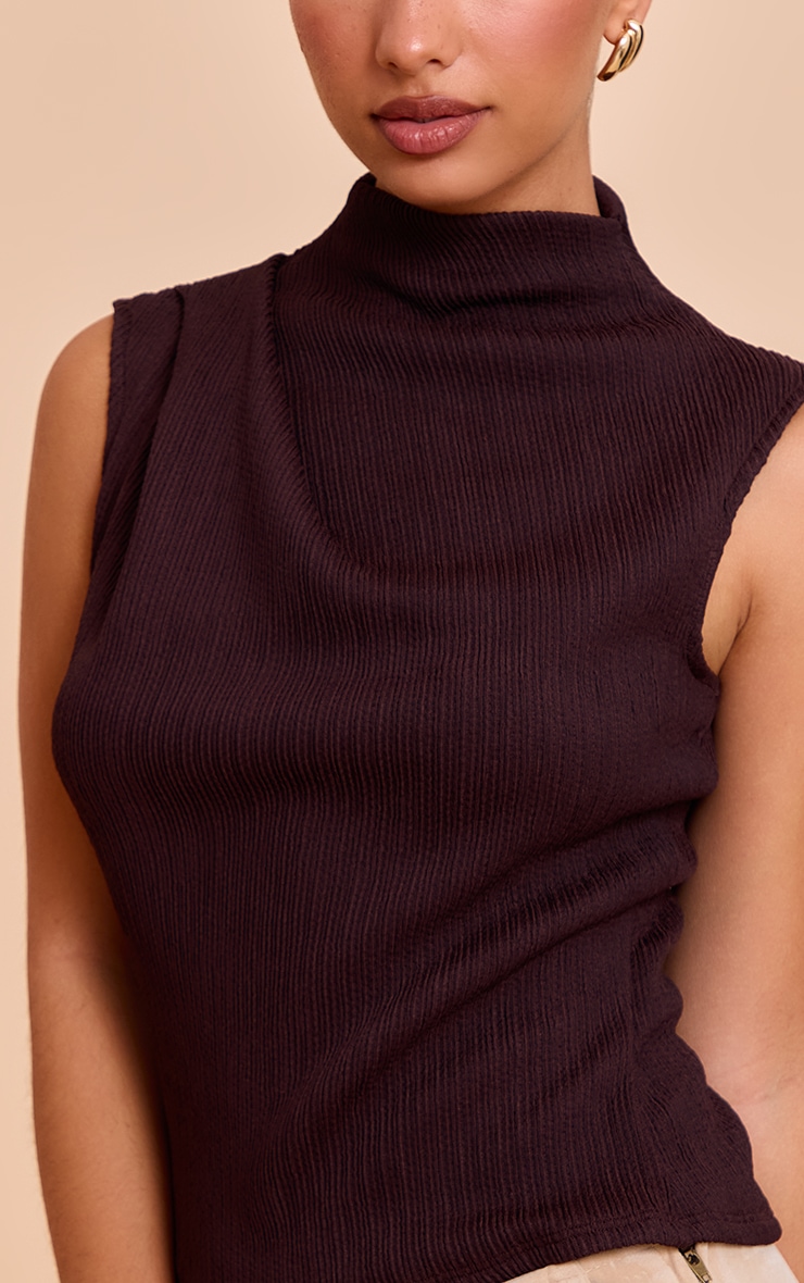 Chocolate Textured Ruched Detail Long Top image 4