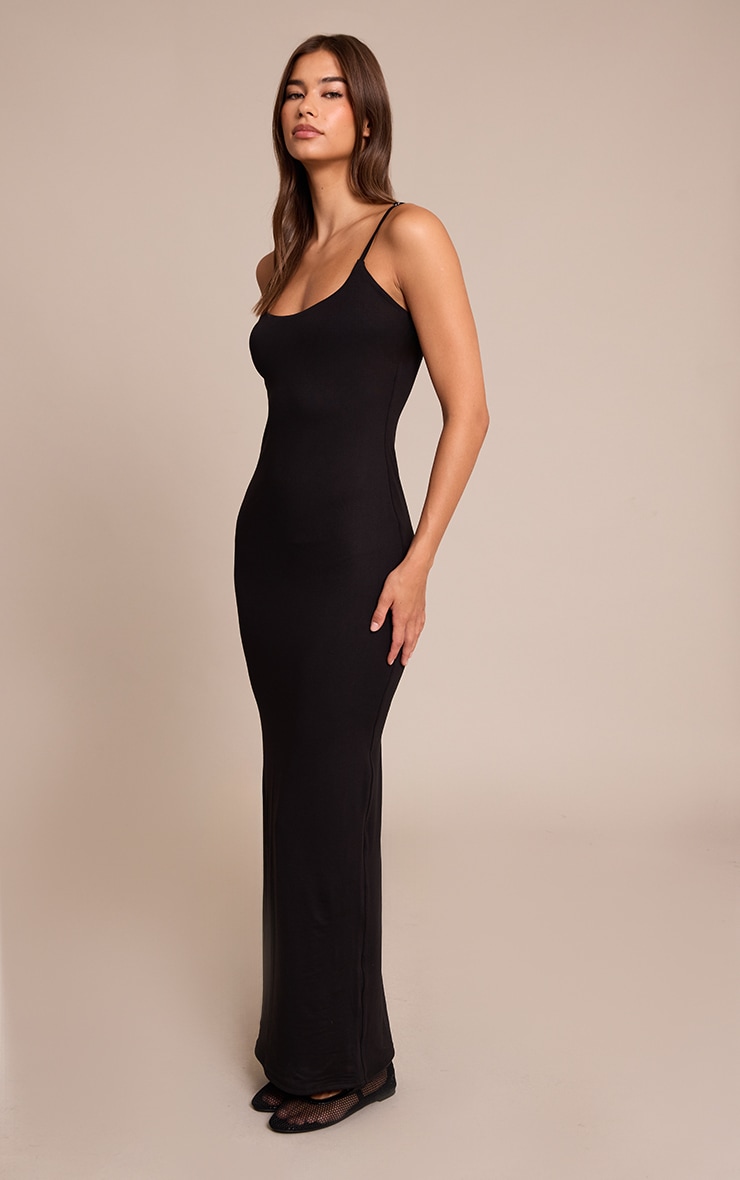 Black Soft Touch Jersey Strappy Maxi Dress image 3
