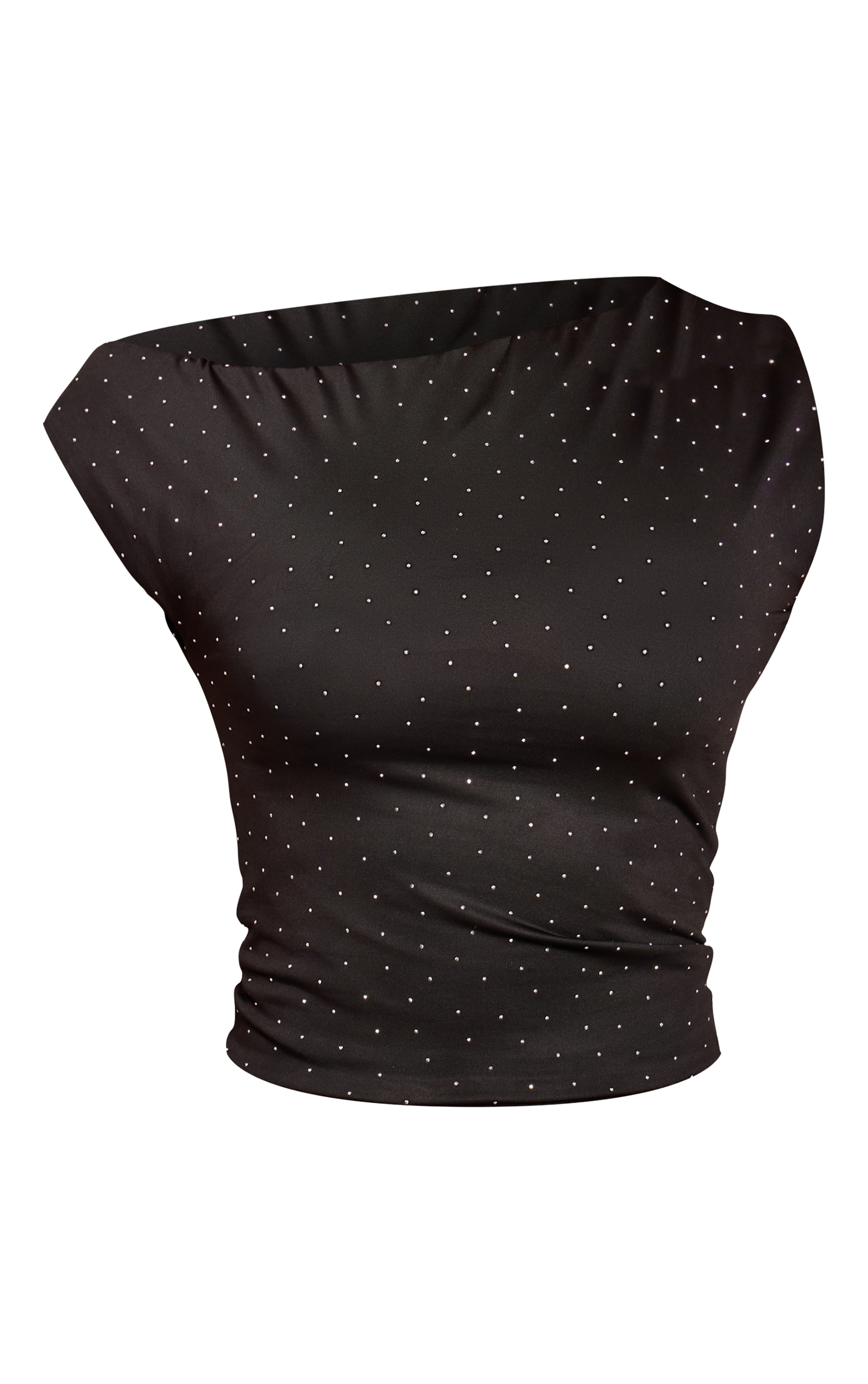 Black Slinky Hot Fix Asymmetrical Long Top image 5