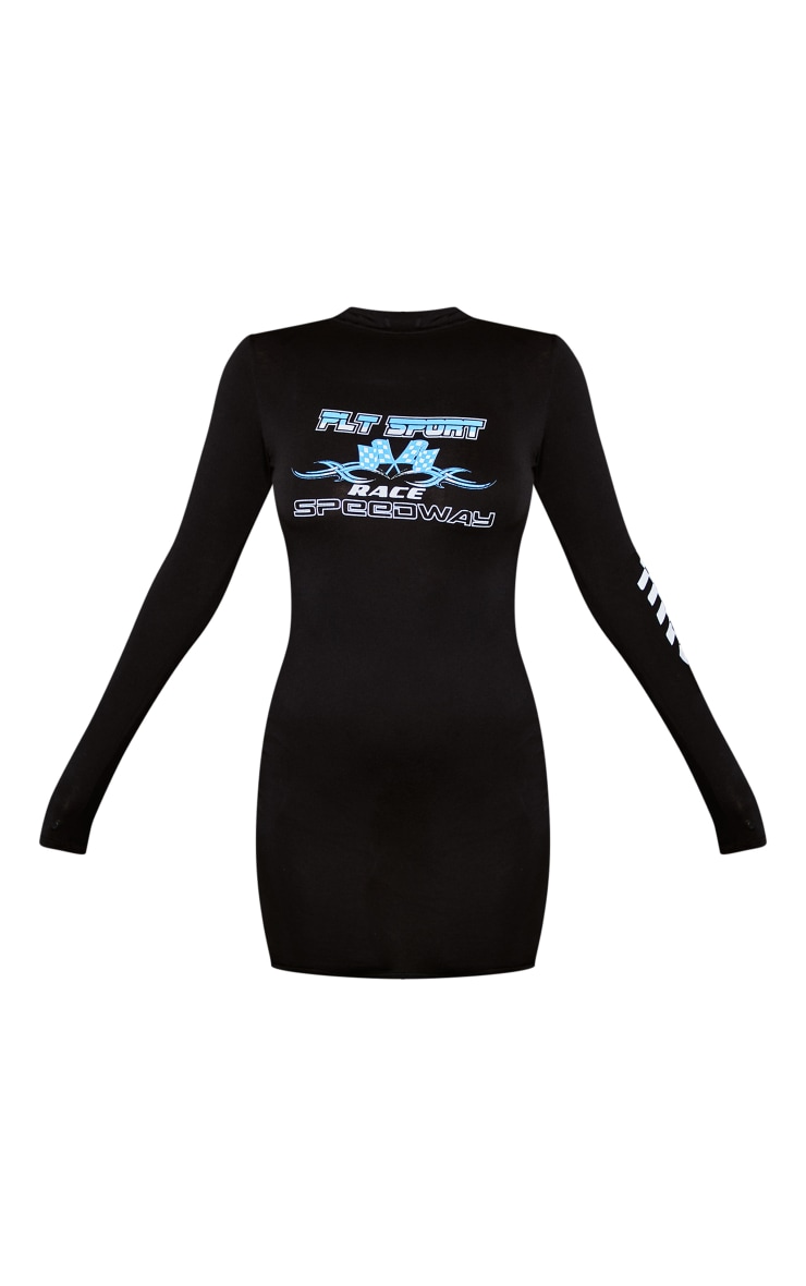 Black Motorcross Print Mini Bodycon Dress image 5