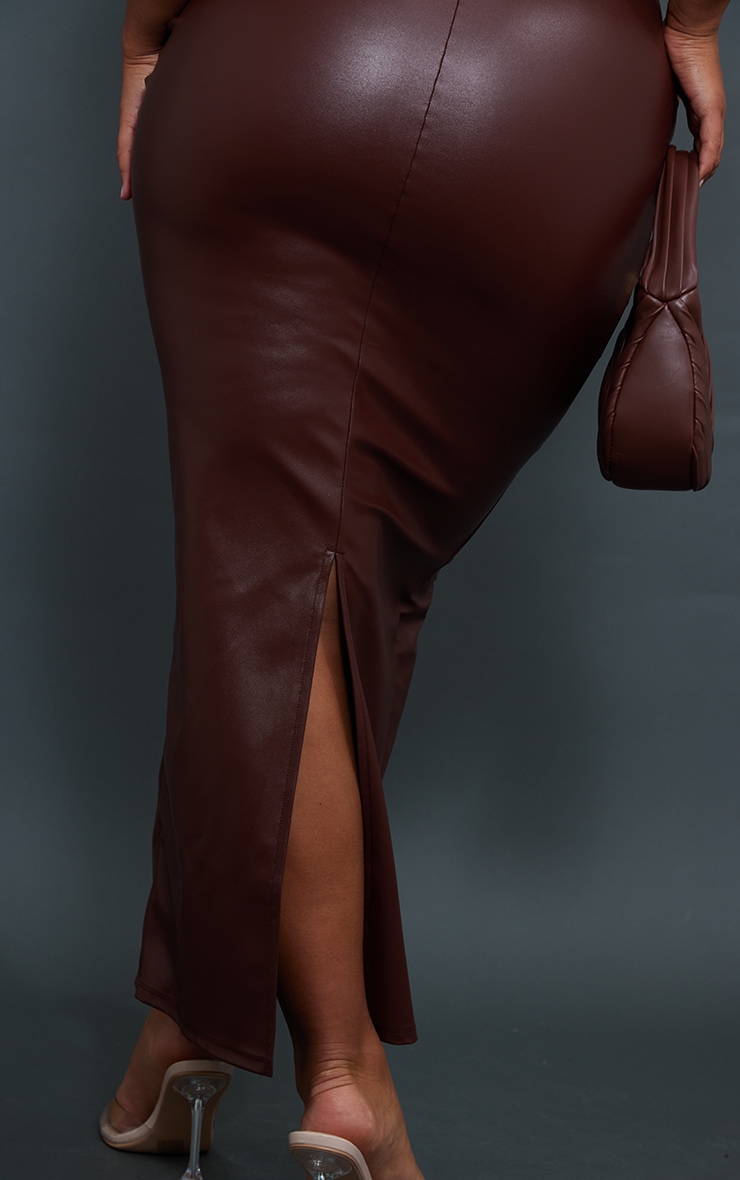 Shape Chocolate Brown PU Strappy Midaxi Dress image 4