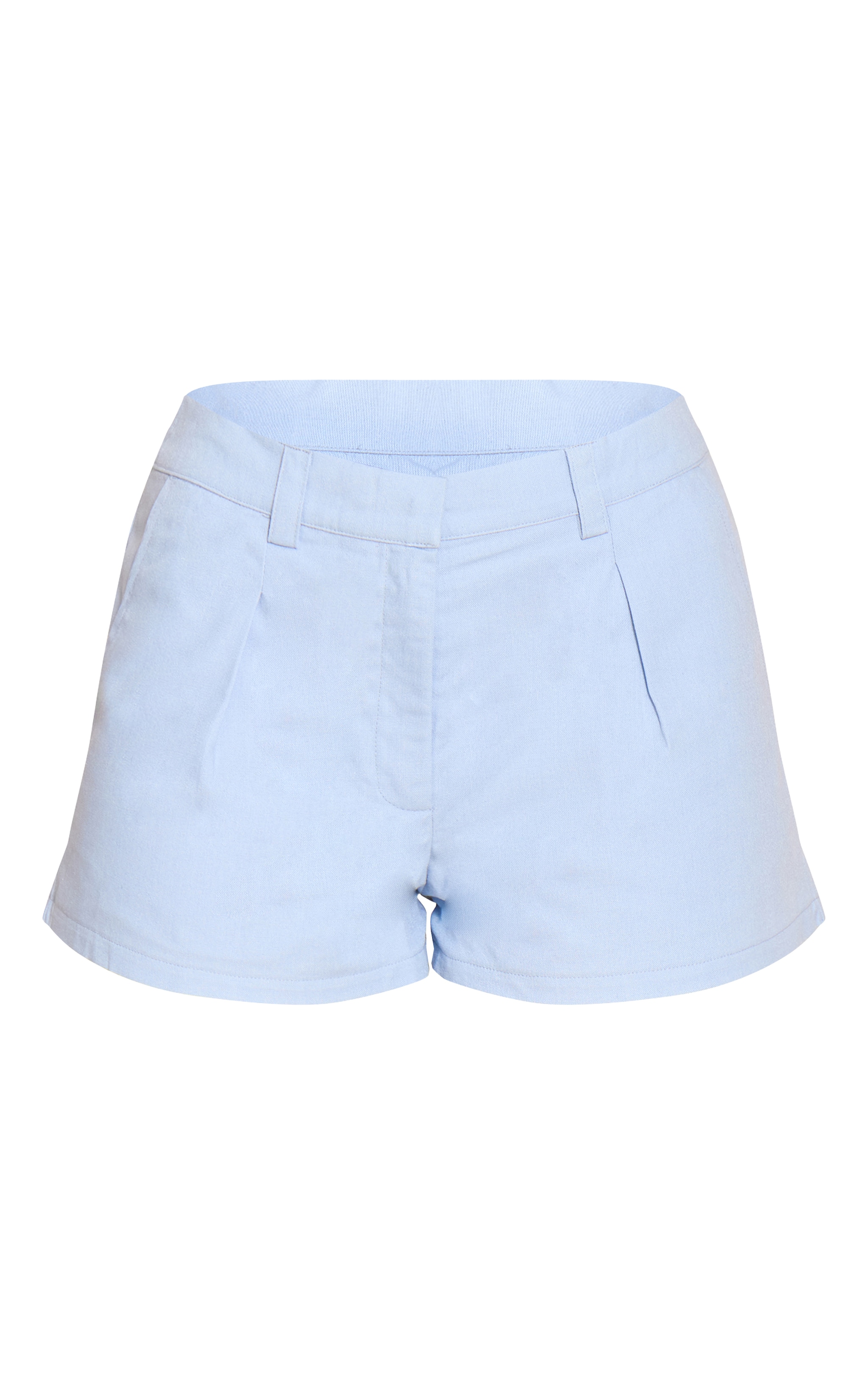 Pale Blue Textured Tailored Shorts image 6