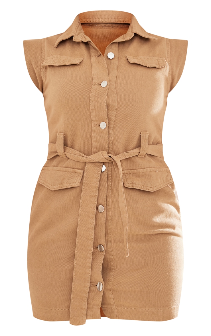 Camel Utility Micro Mini Denim Dress image 5