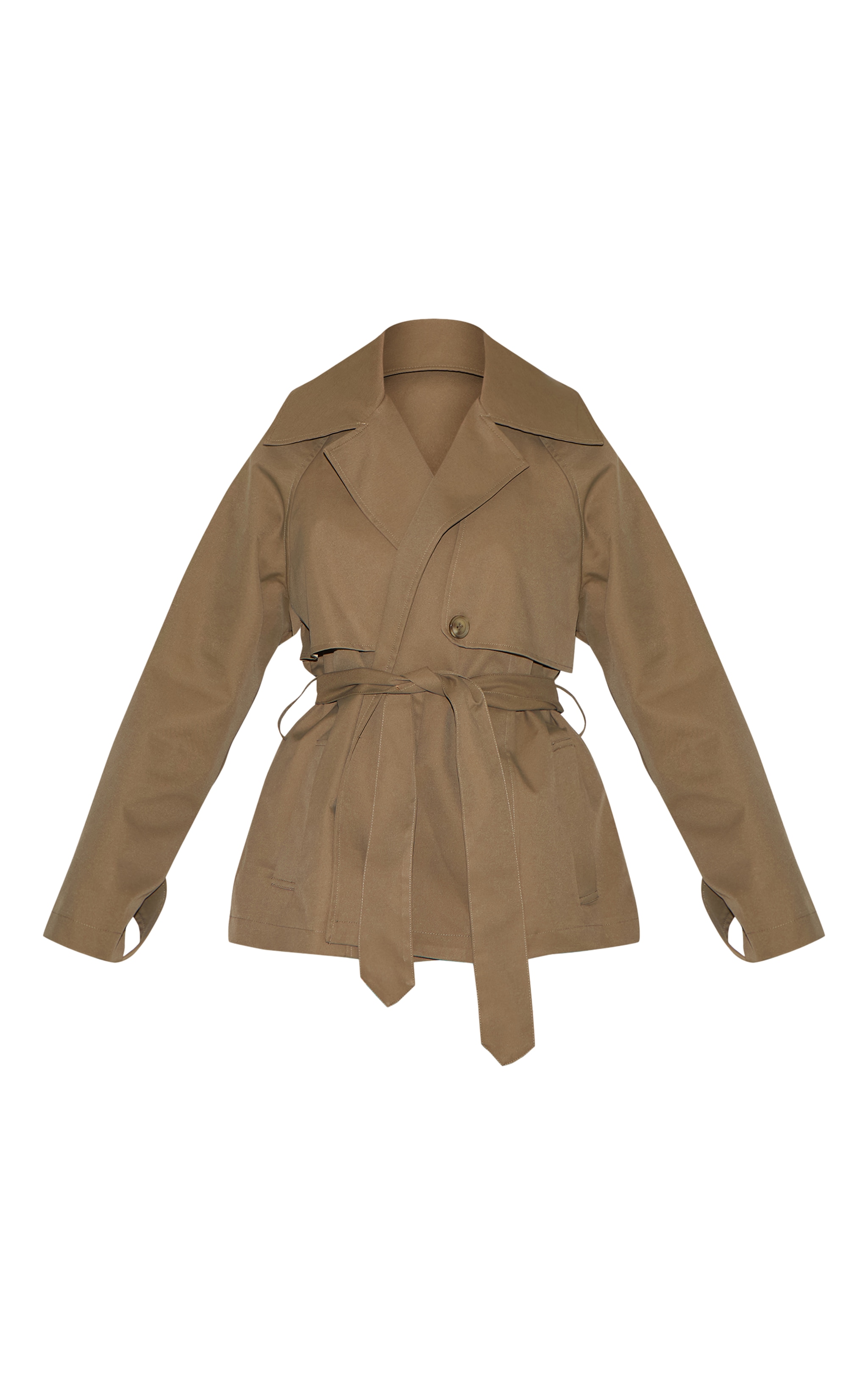 Taupe Cropped Storm Flap Detail Trench image 5