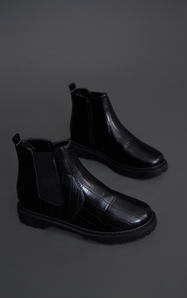 karri black chelsea croc boots