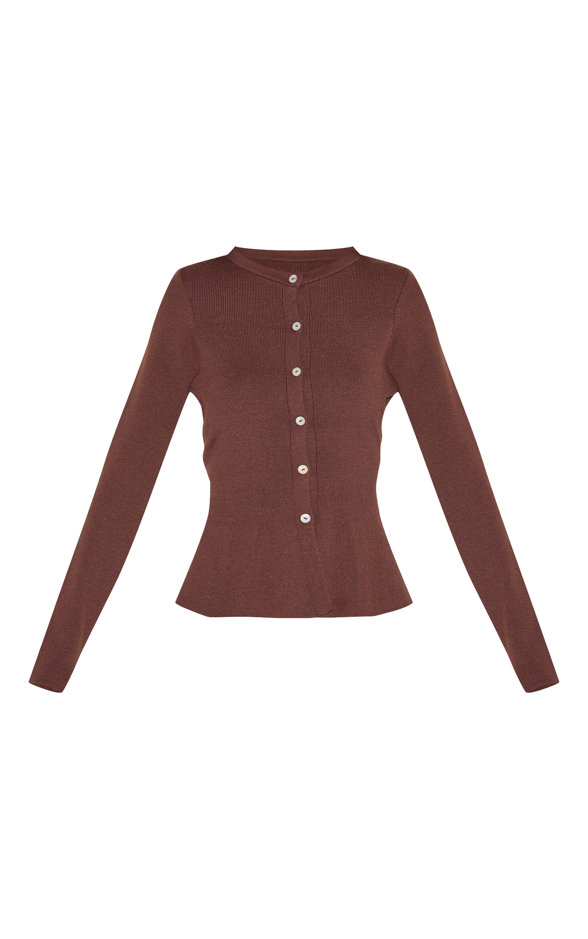 Mocha Compact Knit Peplum Cardigan image 5