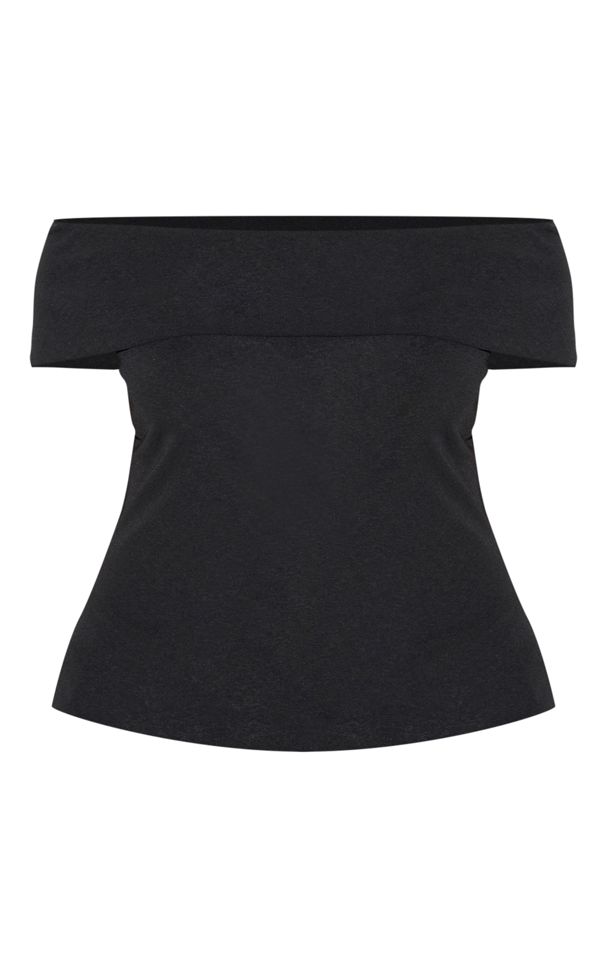Plus Black Double Layer Burn Out Mesh Fold Over Bardot Top image 5