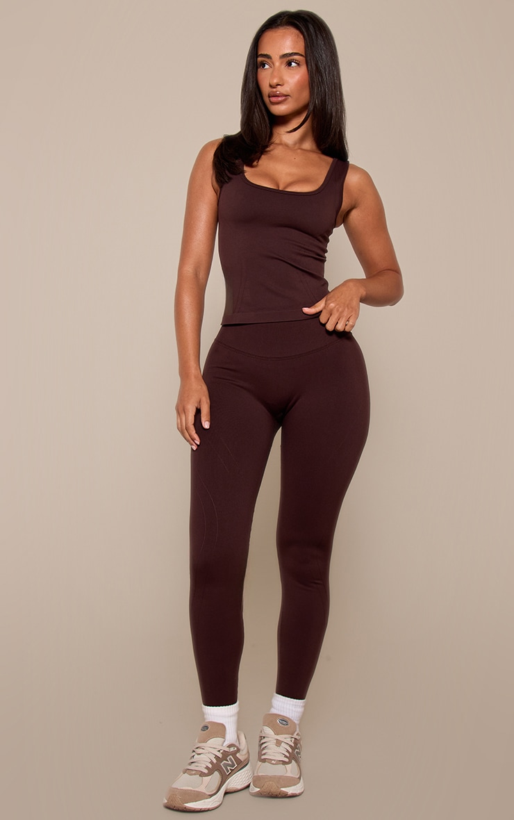Petite PLT Chocolate Seamless Seam Detail Gym Vest image 3