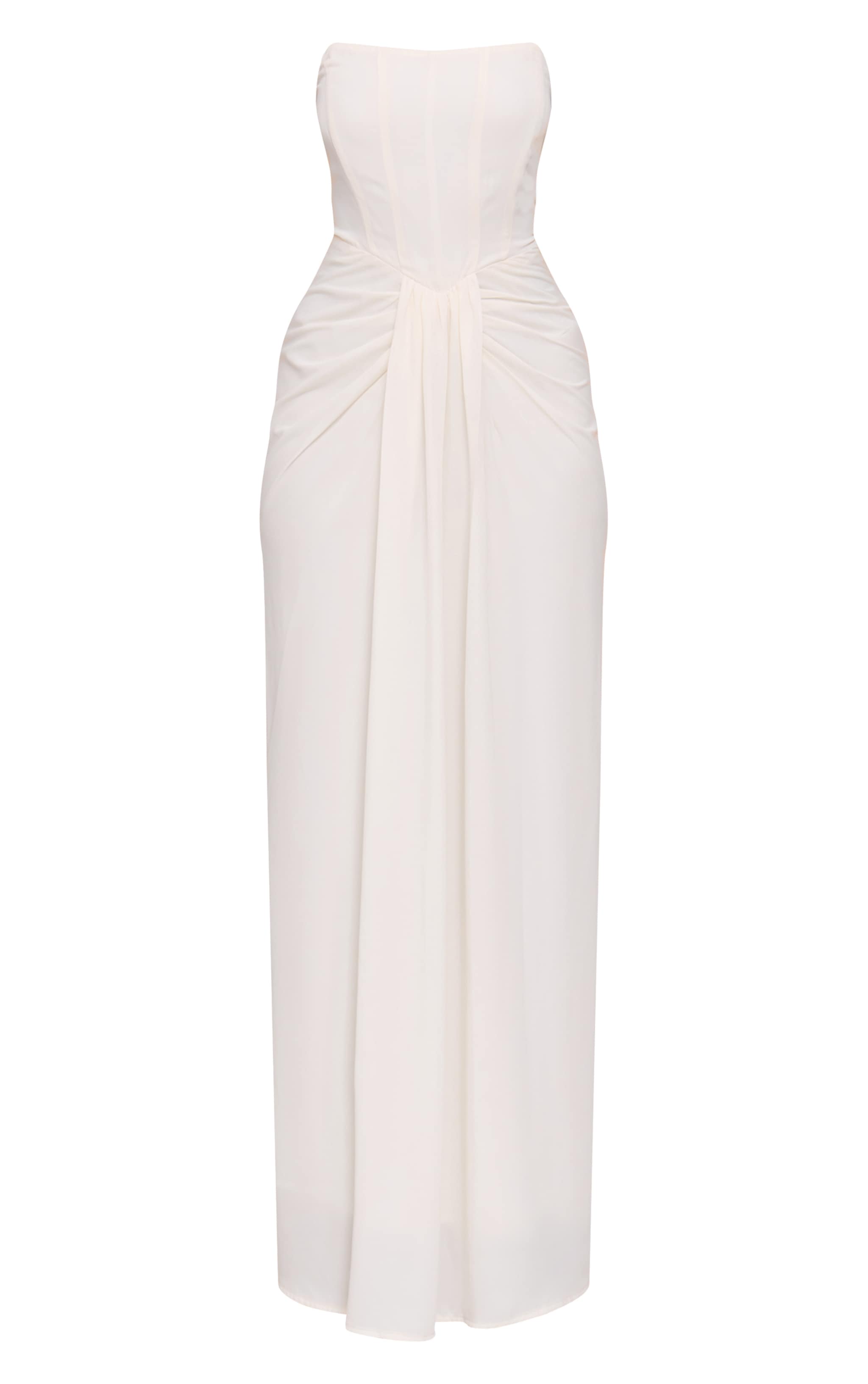 Cream Bandeau Corset Drape Detail Maxi Dress image 5