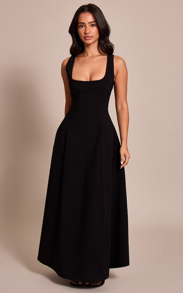 Petite Black Scoop Neck Sleeveless Maxi Dress