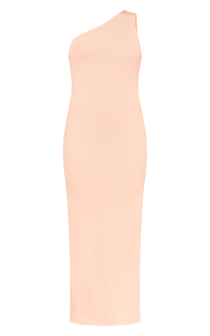 Peach Rib One Shoulder Maxi Dress image 5