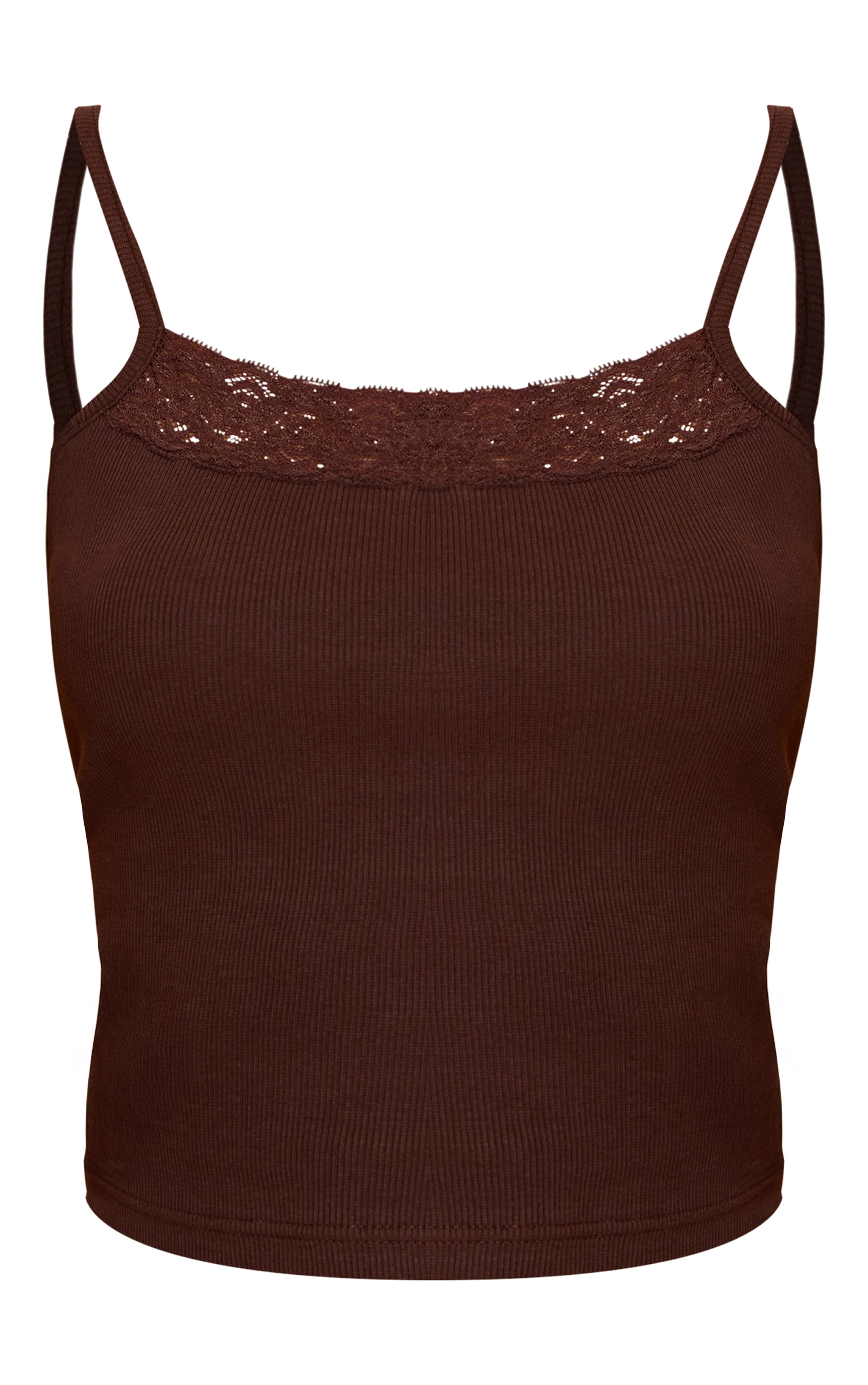 Top débardeur chocolat à bordures en dentelle image 5