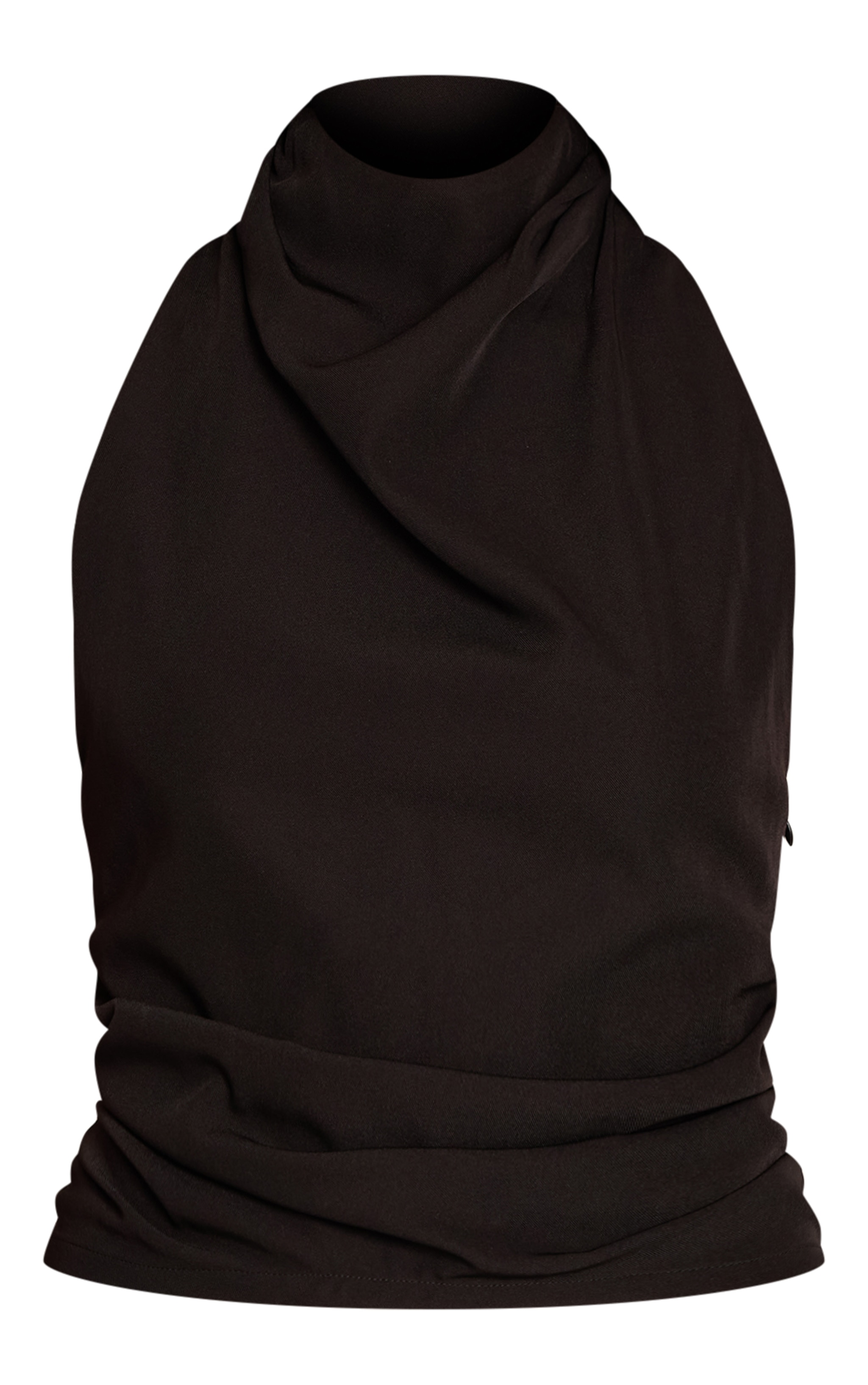 Black Woven High Neck Low Back Top  image 5