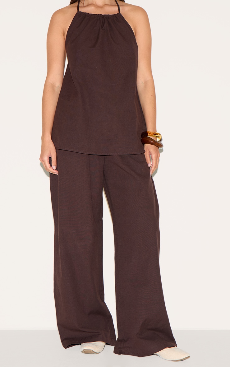 Pantalon souple marron foncé image 2