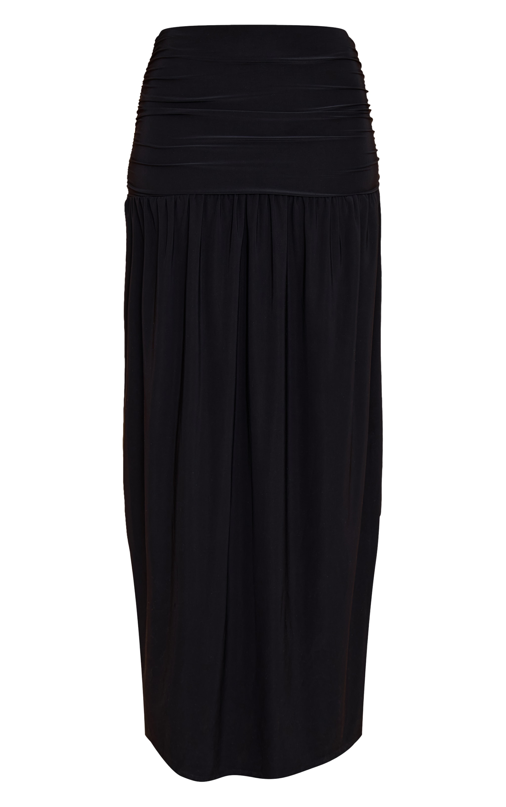 Black Overlay Detail Double Layer Slinky Maxi Skirt image 5