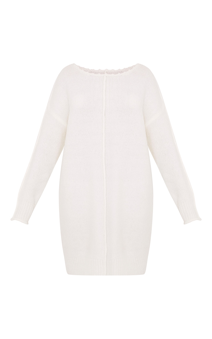Selah Cream Oversized Seam Detail Brushed Jumper Dress