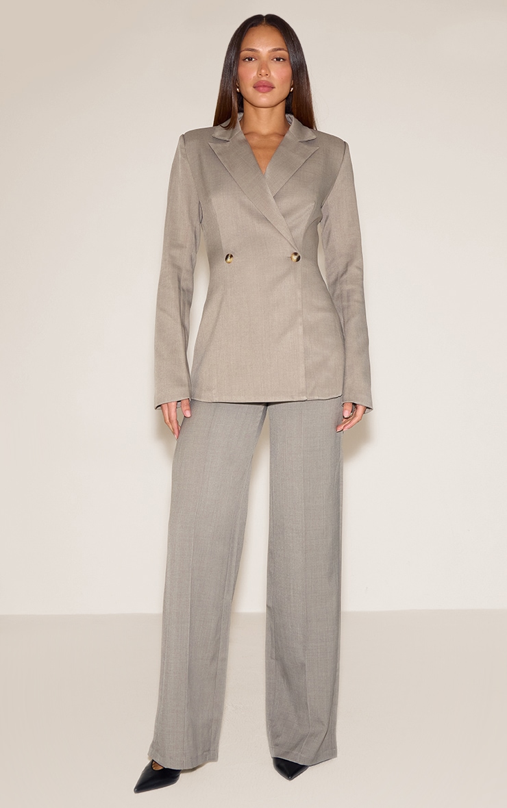 Tall Mocha Premium Tailored Woven Seam Detail Wide Leg Pants image 1