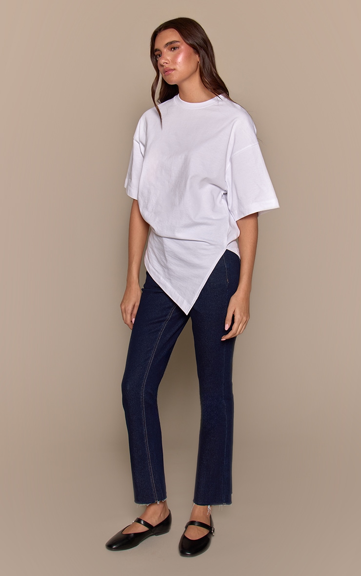 Indigo Cropped Raw Hem Straight Leg Jeans image 2