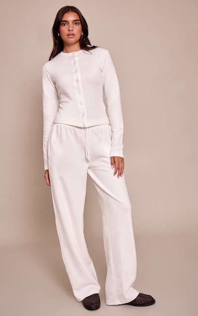Cream Soft Touch Wide Leg Sweatpant