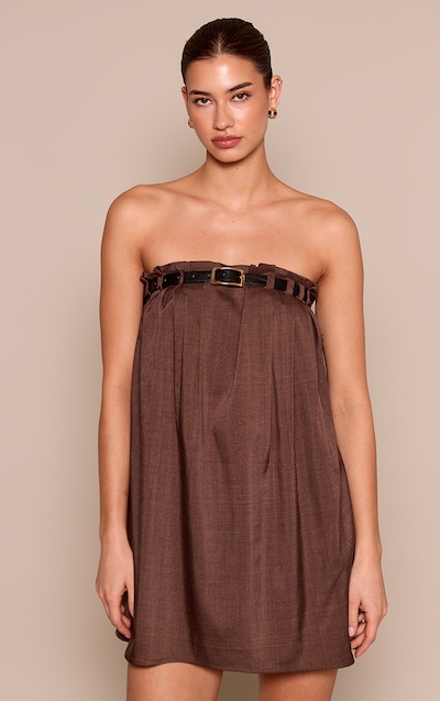 Robe bustier droite chocolat à ceinture