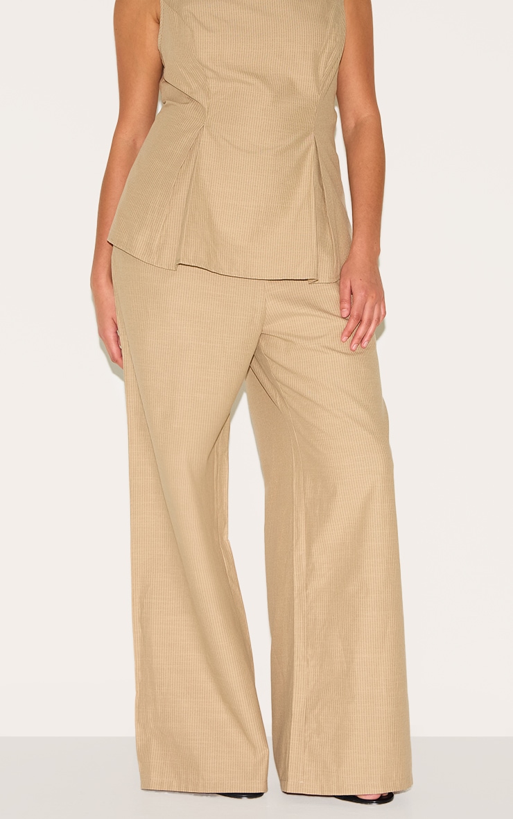 Plus Sand Striped Cotton Wide Leg Pants image 2
