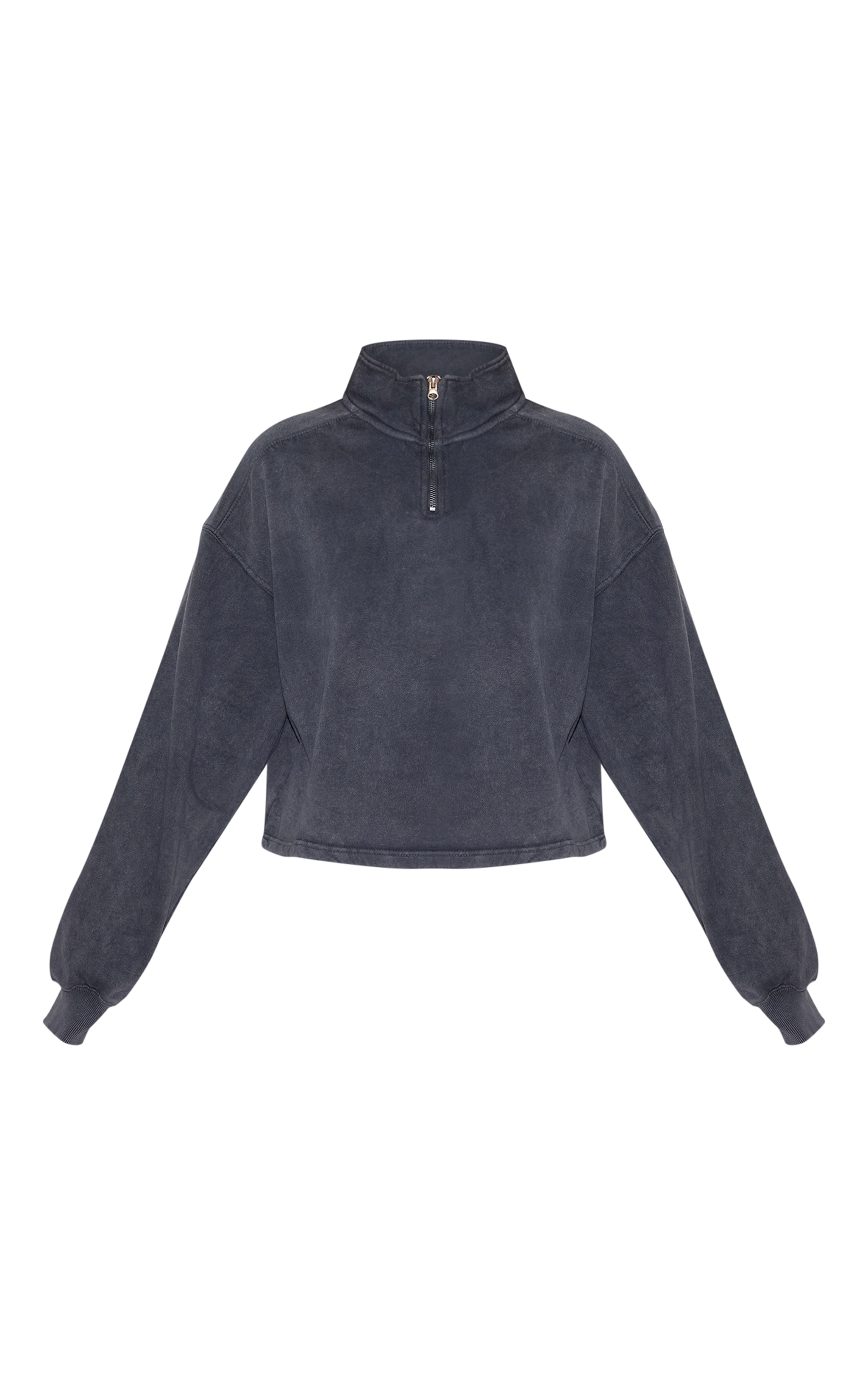Charcoal Washed Boxy Quarter Zip Sweatshirt image 5