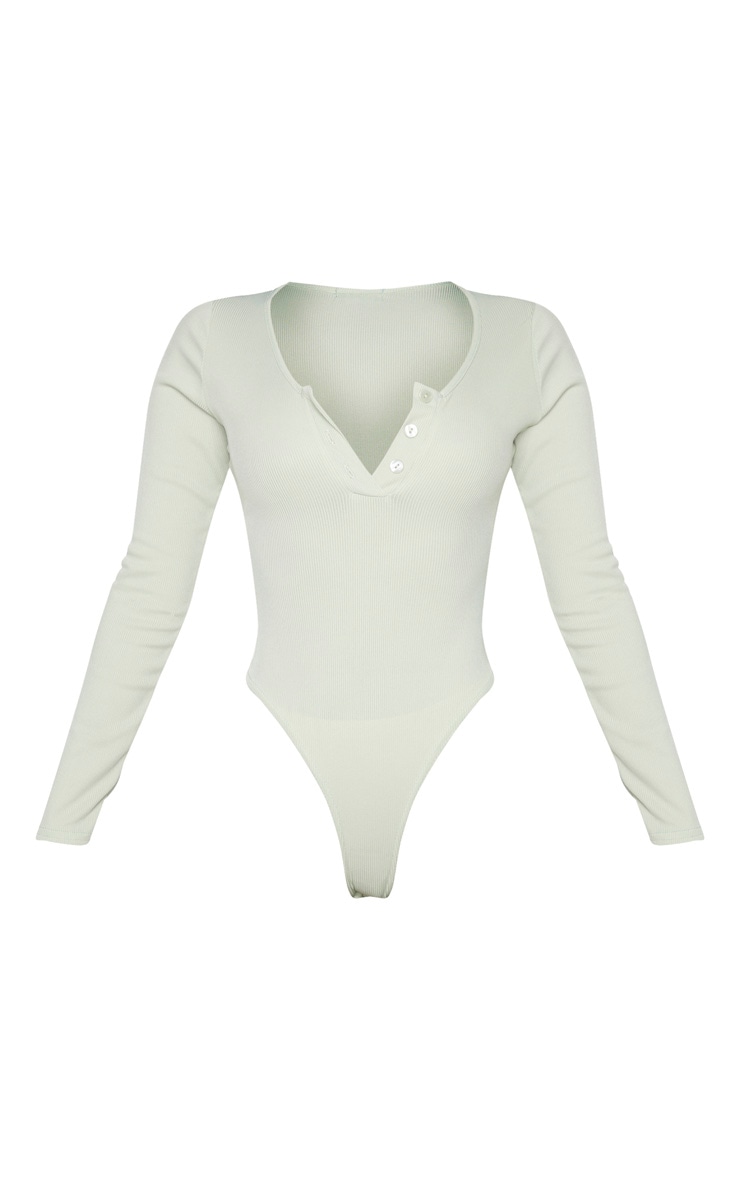 Shape Sage Green Ribbed Long Sleeve Bodysuit image 5