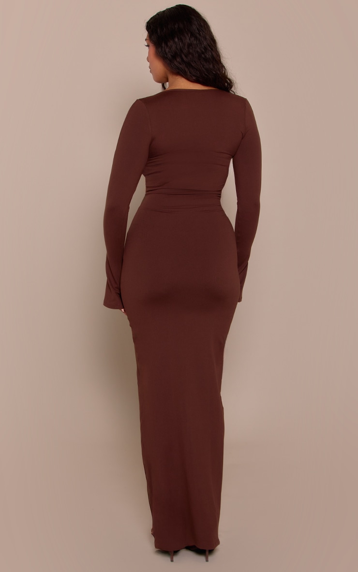 Shape Chocolate Sculpt Asymmetric Neck Flared Sleeve Maxi Dress image 2
