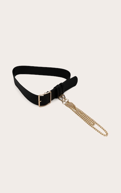 Ceinture chaîne dorée et noire texturée chunky