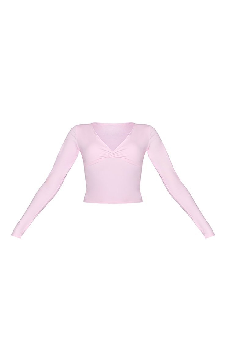 Baby Pink Sculpt Crossover Long Sleeve Top image 5