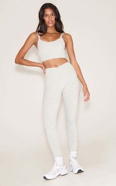 Legging de sport en Sculpt gris cendré à taille croisée