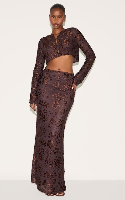 Chocolate Floral Maxi Skirt