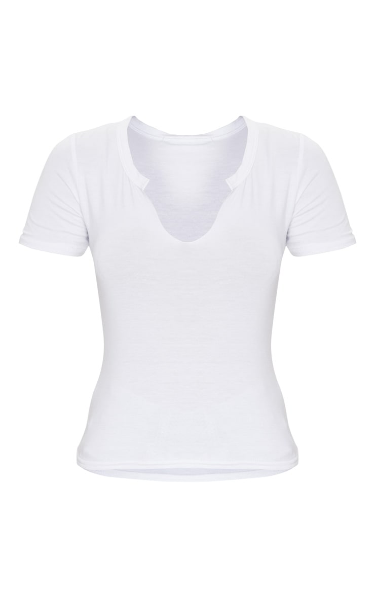 White Jersey V Short Sleeve T Shirt Tops PrettyLittleThing