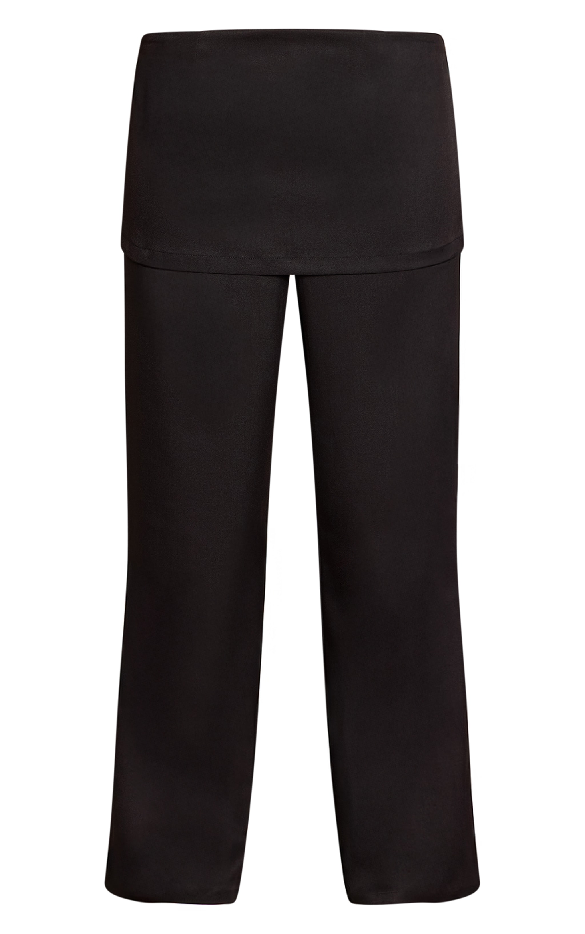 Black Overlay Detail Wide Leg Trousers image 5