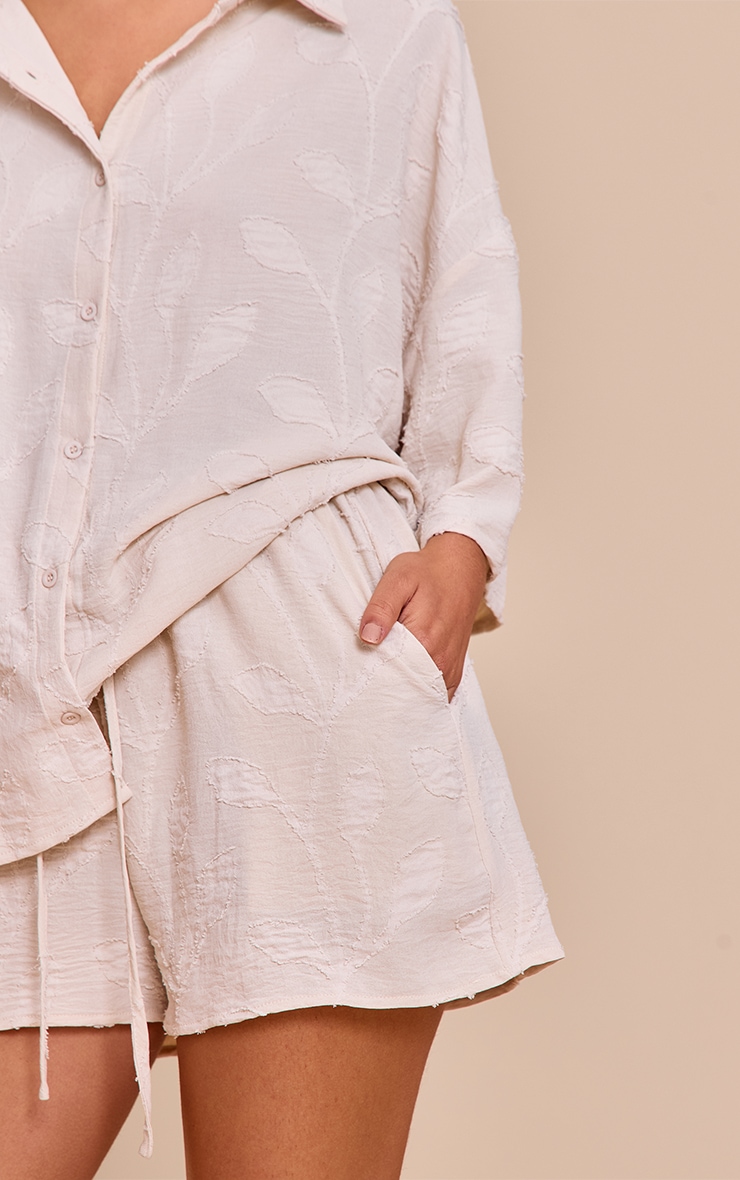 Cream Embroidered Floral Floaty Shorts image 5