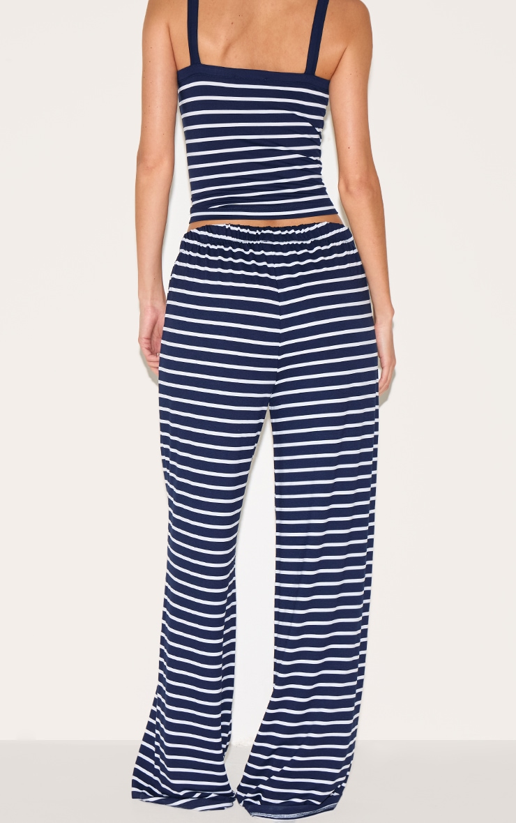 Navy Striped Wide Leg Pants image 3